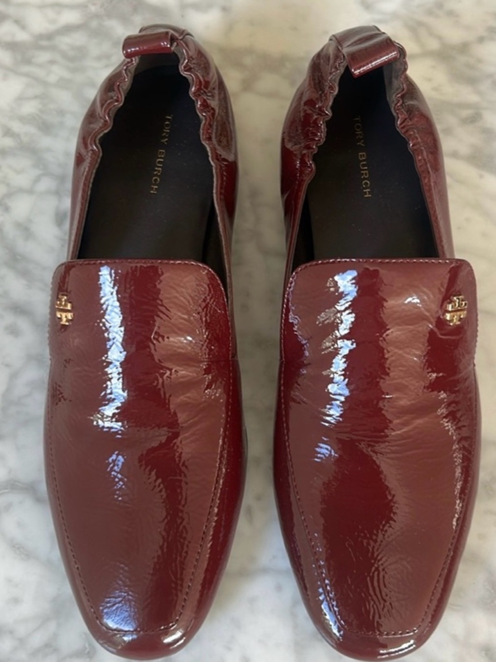 Tory Burch Patent Leather Loafers in Deep Burgundy